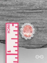 SHIMMER AND SHINE - SILVER AND PEACH EMBELLISHED STUD EARRINGS