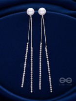A MOONLIT PEARL - SILVER EMBELLISHED EAR JACKETS