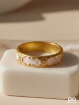CHAMBER OF SECRETS - GOLDEN AND WHITE EMBELLISHED RING (ADJUSTABLE)