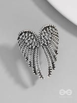 MIDNIGHT RAVEN WING - STATEMENT SILVER RING (ADJUSTABLE)