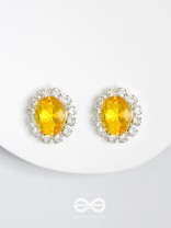 SHIMMER AND SHINE - SILVER AND YELLOW EMBELLISHED STUD EARRINGS