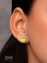 SHIMMER AND SHINE - SILVER AND YELLOW EMBELLISHED STUD EARRINGS