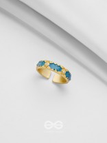 CHAMBER OF SECRETS - GOLDEN AND BLUE EMBELLISHED RING (ADJUSTABLE)
