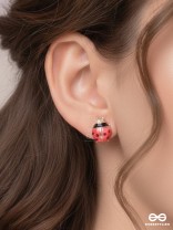 LOVELY LITTLE LADYBUG - GOLDEN EMBELLISHED STUD EARRINGS