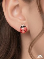 LOVELY LITTLE LADYBUG - GOLDEN EMBELLISHED STUD EARRINGS