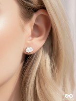 FLUFFY RAINBOW DREAMS - GOLDEN EMBELLISHED STUD EARRINGS