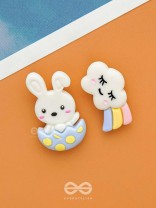 BOWS 'N BUNNY - MISMATCHED ACRYLIC EARRINGS