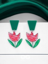 CRIMSON CHARM BLOSSOM - CASUAL ACRYLIC EARIINGS