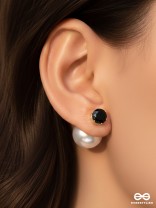 A MYSTIC PEARL - GOLDEN EMBELLISHED EARRINGS (BLACK)