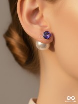 A MYSTIC PEARL - GOLDEN EMBELLISHED EARRINGS (DARK BLUE)