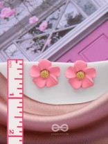 THE BLOSSOM BALLAD - GOLDEN AND PINK ACRYLIC STUD EARRINGS