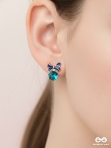 MINGLING MARVELS - GOLDEN AND BLUE EMBELLISHED STUD EARRINGS