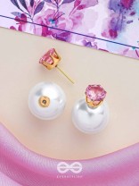 A MYSTIC PEARL - GOLDEN EMBELLISHED EARRINGS (PINK)