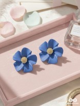 THE BLOSSOM BALLAD - GOLDEN AND BLUE ACRYLIC STUD EARRINGS