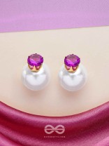 A MYSTIC PEARL - GOLDEN EMBELLISHED EARRINGS (VIOLET)