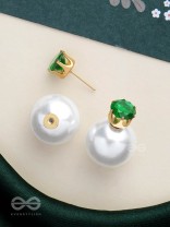 A MYSTIC PEARL - GOLDEN EMBELLISHED EARRINGS (GREEN)