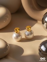 A MYSTIC PEARL - GOLDEN EMBELLISHED EARRINGS (YELLOW)