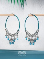 The Aqua Orbits - Silver Hoop Earrings