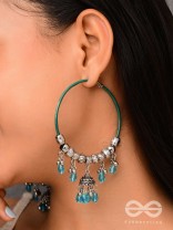 The Aqua Orbits - Silver Hoop Earrings