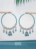 The Aqua Orbits - Silver Hoop Earrings