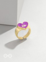 Eye Heart You - Purple Enamelled Golden Ring (Adjustable)