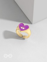 Eye Heart You - Purple Enamelled Golden Ring (Adjustable)