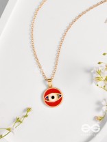 Guardian Eye Stone - Golden Embellished Pendant With Anti-Tarnish Coating (Red)