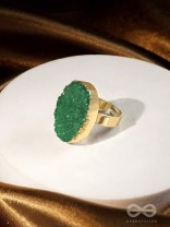 Crystal Frost - Green Druzy Ring (Adjustable)