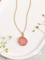 Glowing Magic - Golden And Pink Resin Pendant With Anti-Tarnish Coating