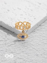 The Visionary Eye - Golden Embellished Charm Ring (Adjustable)