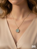 The Oceanic Bloom - Golden And Blue Resin Pendant With Anti-Tarnish Coating