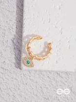 Eye Of Glamour - Golden Embellished Charm Ring (Adjustable)