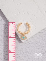 Eye Of Glamour - Golden Embellished Charm Ring (Adjustable)