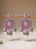 Sumardava- The Art Of Softness- Resham, Beads And Cutdana Hand Embroidered Earrings