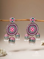 Sumardava- The Art Of Softness- Resham, Beads And Cutdana Hand Embroidered Earrings