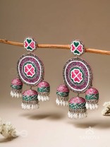 Sumardava- The Art Of Softness- Resham, Beads And Cutdana Hand Embroidered Earrings