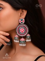 Sumardava- The Art Of Softness- Resham, Beads And Cutdana Hand Embroidered Earrings