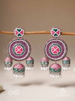 Sumardava- The Art Of Softness- Resham, Beads And Cutdana Hand Embroidered Earrings