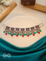 Sky Blush Swirls - Statement Enamelled Oxidised Neckpiece