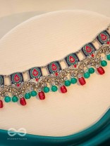 Sky Blush Swirls - Statement Enamelled Oxidised Neckpiece