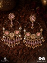 Satpushpa- The Blooming Grace- Stones, Beads, Pearls And Glass Drops Hand Embroidered Earrings