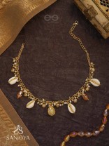 Astrta - Ivory Snowdrops -  Beads, Shells And Glass Drop Hand Embroidered Neckpiece