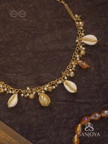 Astrta - Ivory Snowdrops -  Beads, Shells And Glass Drop Hand Embroidered Neckpiece