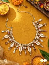 Gohiranya - The Majesty Drops - Beads, Shells And Glass Drops Hand Embroidered Neckpiece