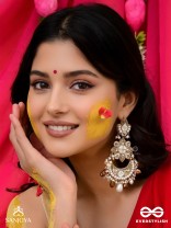 Adhirukma - The Celestial Petals - Beads, Mirrors And Glass Drops Hand Embroidered Earrings