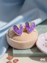 LOVEBEATIN HEARTS - CUTE ENAMELLED STUDS (PURPLE)