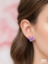 LOVEBEATIN HEARTS - CUTE ENAMELLED STUDS (PURPLE)