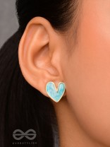 LOVEBEATIN HEARTS - CUTE ENAMELLED STUDS (BLUE)