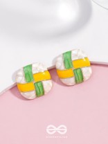 Geometric Puzzles - Enamelled Stud Earrings