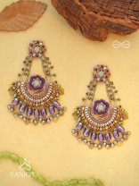 Anandabhuj- The Auroral Merriment- Resham, Beads And Glass Drops Hand Embroidered Oxidised Earrings